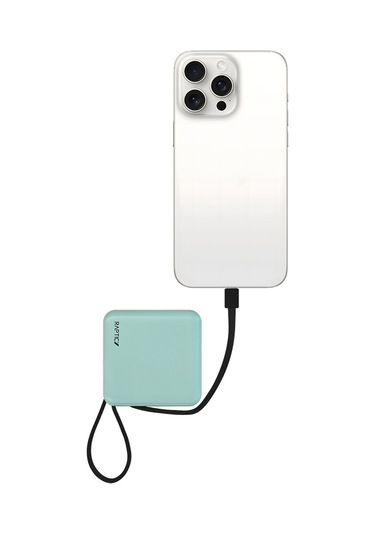 Raptic Lightning Ve Type-c Kablolu Dijital Led Göstergeli Askılı Powerbank 5000mah Yeşil