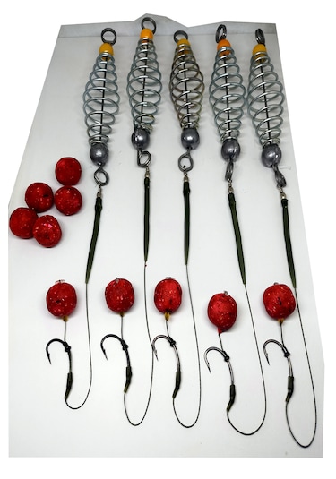 30 Gr Yaylı Çilek Boili Rig Takımı 5 Adet Yedek Boili 5'li Set