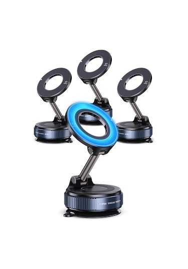 4lü Magnetpro 360 Ayarlanabilir Araç İçi Masa Üstü Vakumlu Mıknatıslı Magsafe Telefon Tutucu Siyah Siyah