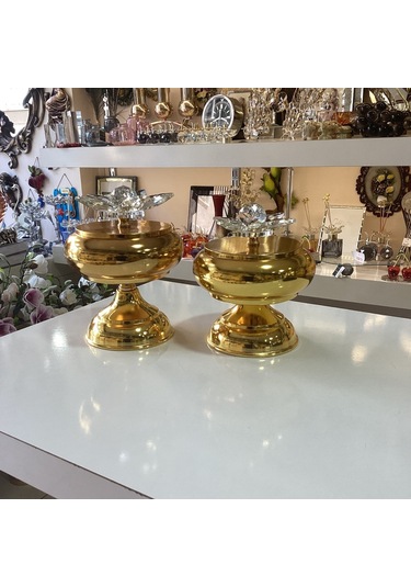 Dekoratif 2'li Nilüferli Kutu Gold Renk