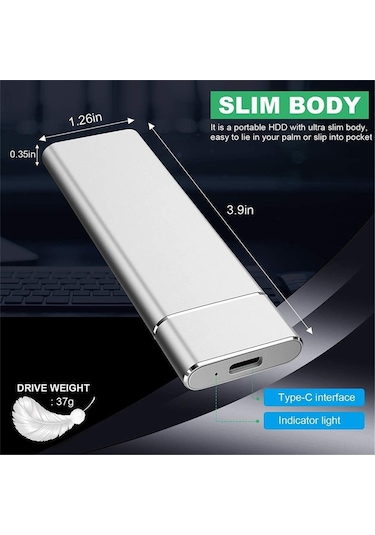 Lemestar 1tb/4tb Usb 3.1 Gen1 Taşınabilir Ssd, Type-c, Windows/mac/linux/android Uyumlu, 30g, Ce/fcc/rohs Sertifikalı