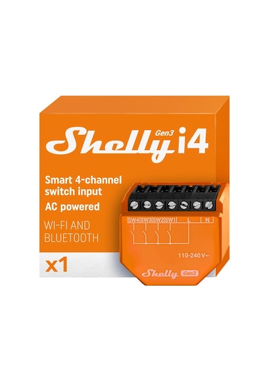 Shelly İ4 Gen3 Akıllı 4 Kanallı Sahne Kontrol Rölesi