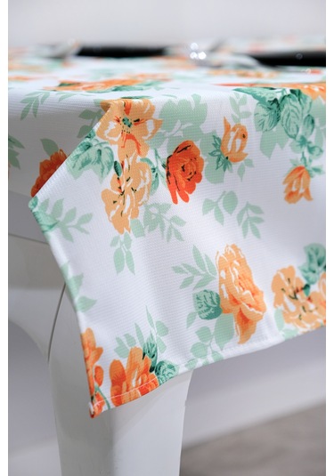 Sufre Sıvı Geçirmez Masa Örtüsü Sofra Bezi Sofra Örtüsü Piknik Örtüsü Turuncu Güller