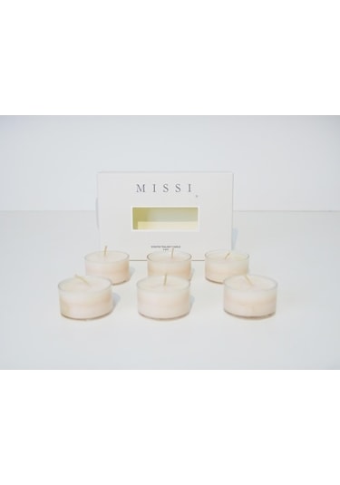 Missi Yasemin Kokulu Bitkisel Tealight Mum Seti 6'lı Beyaz