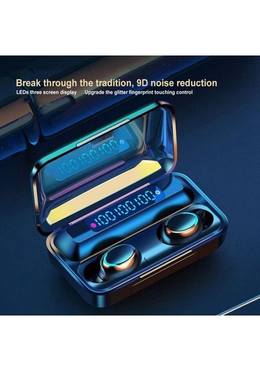 Primepickings F9 Bt5.0 Kablosuz Spor Kulaklık, Led Dokunmatik, Gürültü Azaltma, Ipx7 Su Geçirmez, Hi-fi Ses