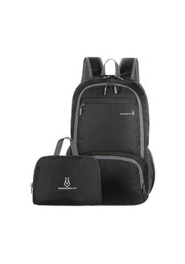 Willowhaven Hafif Su Geçirmez Katlanabilir Sırt Çantası - Kamp Seyahat İçin Siyah Siyah