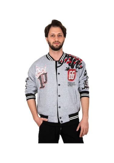 Deepsea Erkek Gri Çıtçıtlı Kolej Mont 2304764 Gri