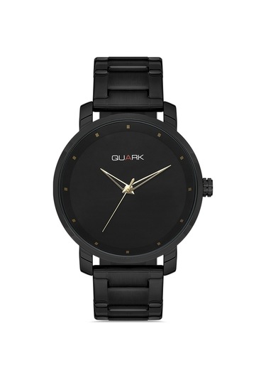 Quark Qc-511bk-1a Metal Kasa Çelik Kordon Siyah Renk Erkek Kol Saati Siyah