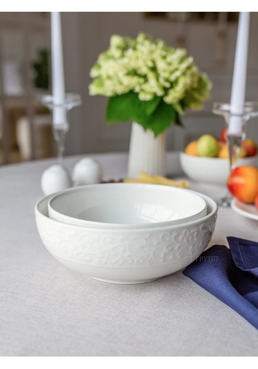 Tudor England Joyce Porselen Büyük Salata Kasesi 20cm, 1,5 Litre 252192427 Beyaz