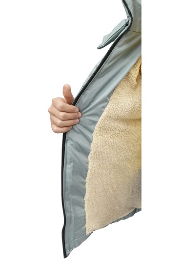 Erkek Çocuk Fermuar Cepli Kapüşonu Çıkabilen İçi Peluş Astarlı Su Yeşili Mont Mint Yeşili