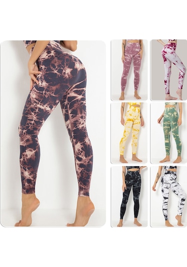 Wezone Yüksek Bel Desenli Kadın Yoga Taytı - Nem Geçirmez Spor Ve Fitness Pantolon Sarı