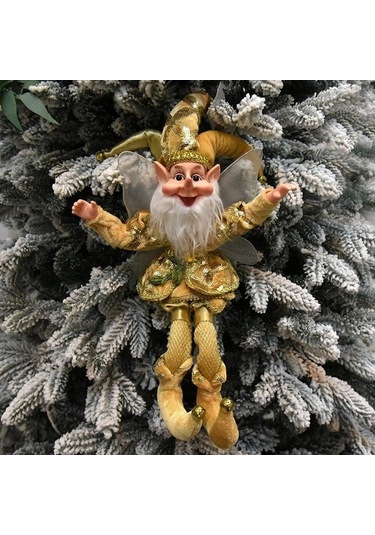 Pazly Altın Noel Elf Bebek Dekorasyon El Yapımı Bebek Hediye Noel Ağacı Kolye Ev Süsleme Elf Palyaçolar Yeni Yıl Dekor Çocuklar Hediyeler Altın