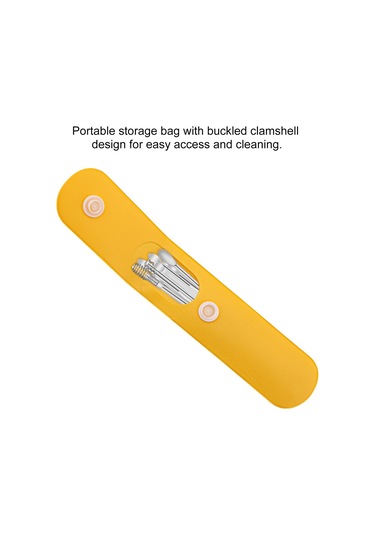 Shineyee 10 Parça Paslanmaz Çelik Kulak Temizleme Aleti Seti - Heliks Yaylı Masajlı Kulak Kürü Çıkarıcılar, Sarı Pvc Çanta İle