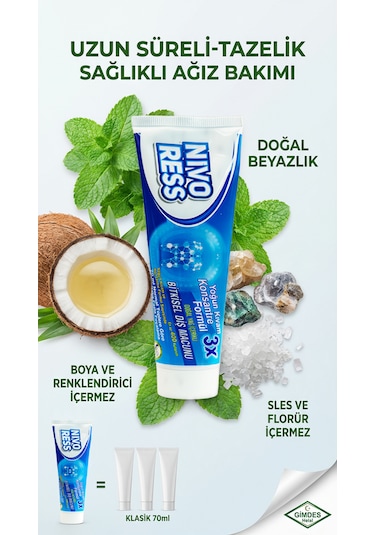 Nivoress Bitkisel Florürsüz Gimdes Sertifikalı Doğal Diş Macunu 160 G