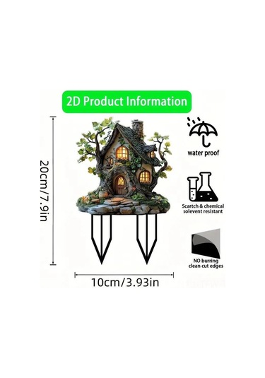 Tenfowee 20 Cm Akrilik Gazon Figürü, Pati K, Bahçe Dekoru, 2d Ev Deseni, Hava Ve Su Dayanıklı, Kolay Kurulum