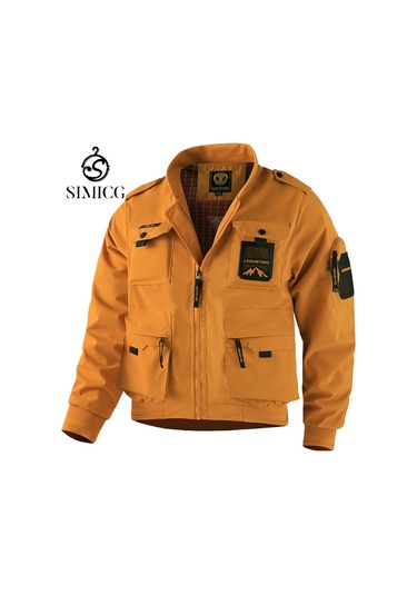 Su Geçirmez Kargo Çok Cepli Askeri Erkek Ceketi Siyah