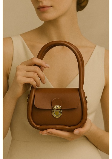 Saphira Arcana Kahverengi Kilit Detaylı El Ve Omuz Çantası Kahverengi
