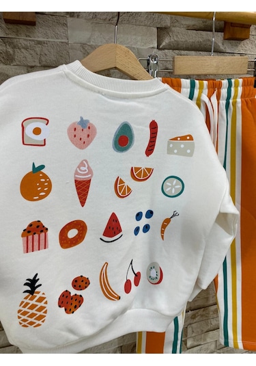 Lacıel Parıs Orenge Fruıts Grafiti Çocuk Eşofman Takım Beyaz