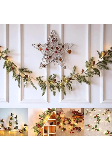 Jeemson Yıldızlı Led Konik Gövde Zirvesi, 20 Işık, 2 Metre, Aa Pil İle Çalışır, Kış Dekorasyonu Yeşil