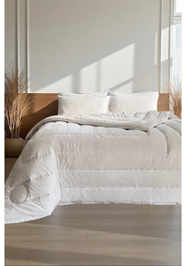 Alla Turca Pamuk Dolgulu Tek Kişilik Yorgan Ve Yastık Seti Beyaz