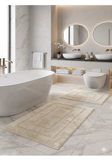 Pamuk Tufting 2'li Klozet Takım,banyo Seti,paspas Seti, Çerçeve K