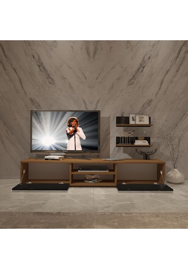 Decoraktiv Eko 4 Slm Dvd Tv Ünitesi Tv Sehpası Ceviz - Siyah