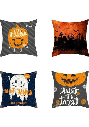 Novahub Cadılar Bayramı Yastık Kılıfı: Şık Desenli Şeftali Kadife, 45x45cm, 15 Renk Seçeneği, Bayram Dekorasyonu Diğer