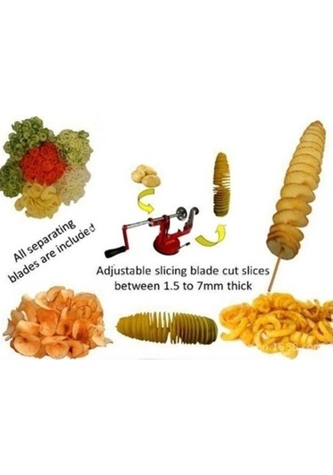 Kaliteli Spiral Bant Patates Dilimleyici Kırmızı Kırmızı