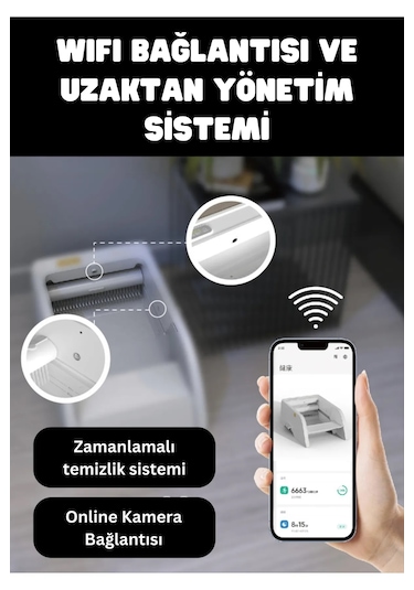 Hesperus Akıllı Otomatik Kedi Tuvaleti App İle Kontrol