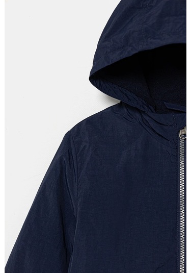 Erkek Bebek Lacivert Fermuarlı Kapüşonlu Yağmurluk Lacivert