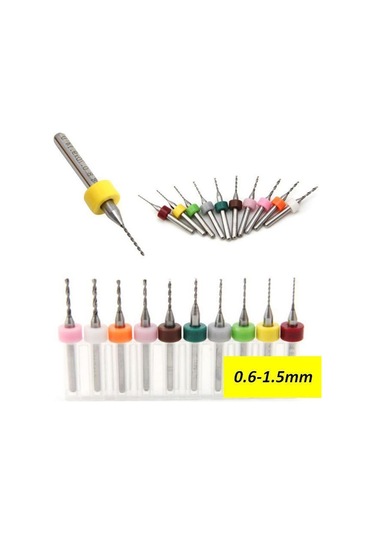 Tungsten Karbür Mini Cnc Matkap Uç Pcb Baskı Devre 10 Lu Set 0.6-1.5mm