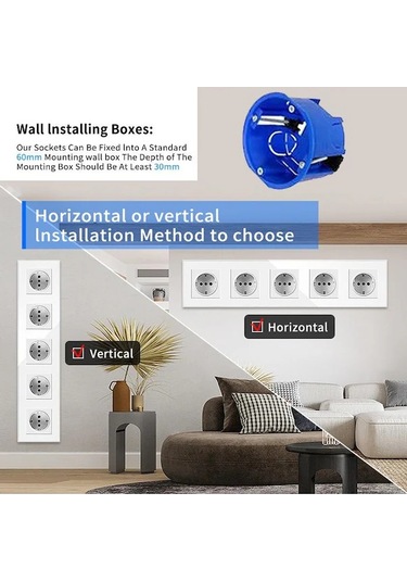 Novahub Gri Avrupa Standardı Priz Tipi Temperli Cam Panel 250v Yeni Gizli Duvar Prizi A3