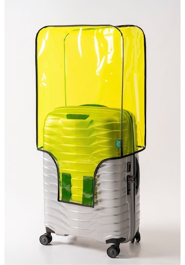 Trink Çanta Şeffaf Valiz Ve Bavul Kılıfı Neon Renk Pvc Neon Sarı