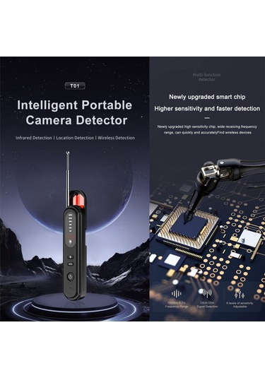 Samdoo Siyah Gizli Kamera, Gps Ve Sinyal Dedektörü - 8 Saat Pil - Kablosuz Enstrüman Tespiti - Akıllı Alarm - 6 Hassasiyet Seviyesi