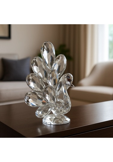 Gümüş Tavus Kuşu Kristal Cam Ob 12x16
