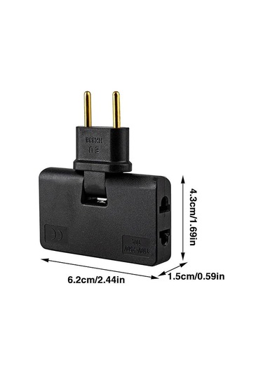 Moveevo Siyah Dönen Seyahat Şarj Adaptörü - 2 Pin 180 Derece Döner Başlıklı 3 Çıkışlı Ev Ve Avrupa Uyumlu Ultra Düz Güç Çevirici