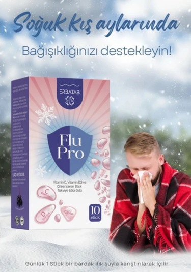 Flu-pro Vitamin C Vitamin D3 Çinko Ve Karamürver Ekstresi 10 Stick
