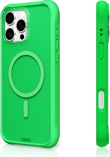 İphone 16 Pro Uyumlu Kılıf M-safe Şarj Özellikli Youngkit Macaroon Serisi Kapak Yeşil