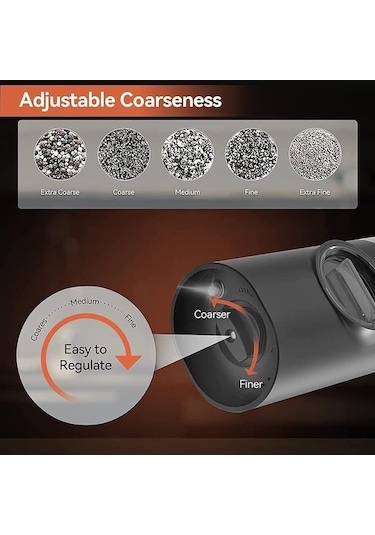 Createtech Usb-c Şarjlı Otomatik Tuz & Karabiber Öğütücü, Baharat Değirmeni 52944521 Gümüş