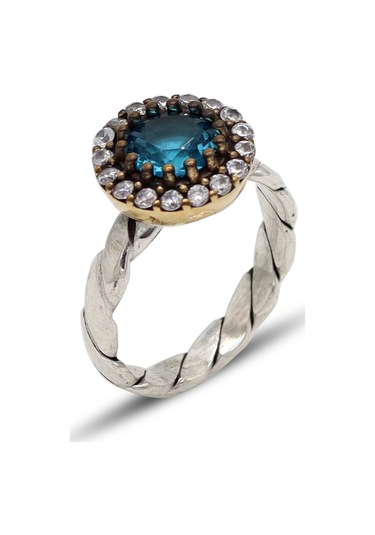 Akuamarin Taşlı El İşi Otantik Gümüş Kadın Yüzük 201024754 Gümüş