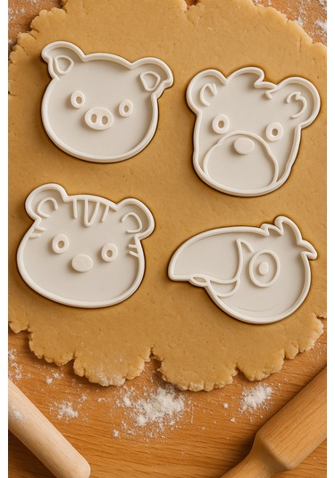 Hayvan Figürlü Kurabiye Kalıbı Seti - Sevimli Hayvan Temalı Kurabiye Ve Fondan Kalıpları Beyaz