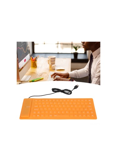 Ximistore9 85 Tuşlu Su Geçirmez Toz Proof Sessiz Silikon Klavye - Katlanabilir Yumuşak Dokunmatik Usb Oyun Klavyesi Turuncu - Pc Ve Dizüstü Bilgisayarlı