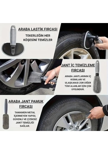 Polham Profesyonel 6 Parçalı Araba, Motorsiklet İçin Detaylı Araç Temizlik Ve Bakım Seti, İç Ve Dış Bakım Seti