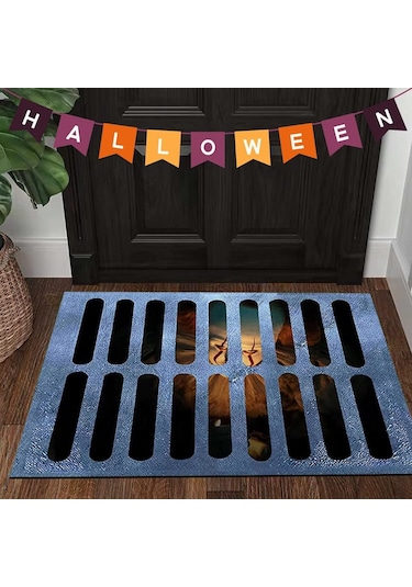 Maiyame Halloween 3d İllüzyon Palyaço Paspası - Suyu Hızlı Emici, Çift Taraflı Kayma Engeli - 40x60 Cm Diğer