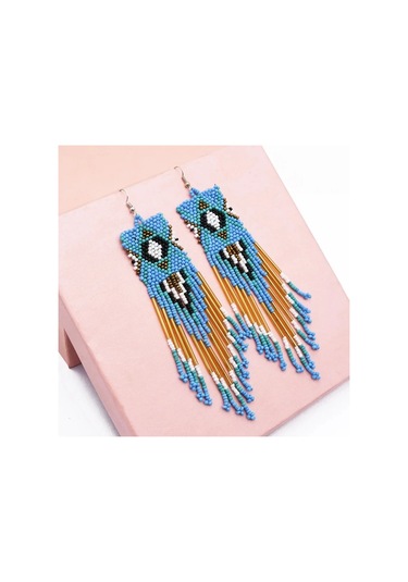 Bohem Reçine Klu Klu Püskül Damla Damla Dangly Küpeler Kadınlar Için Etnik Beyaz Beyaz