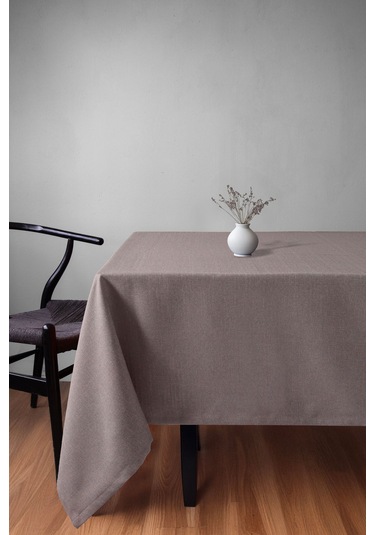 Keten Dokulu Açık Vizon Masa Örtüsü Zengin Renk Seçenekli Açık Vizon