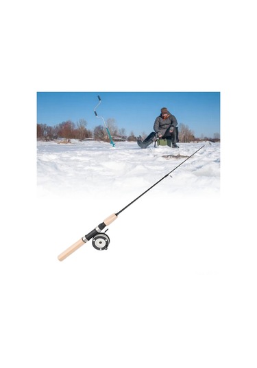 Geeroyoo 65cm Cam Elyaf Buz Balıkçılığı Kamışı Ve Metal Makara Seti - Dayanıklı Konstruksiyon, Taşınabilir Tasarım, Kaydırıcı Tutuş Sadece Aletler, İp Yok