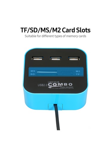 Mufunye Usb 2.0 Hub Ve Kart Okuyucu - 3 Usb 2.0 Portu, Tf/sd/ms/m2 Kart Slotları, 480mbps Hız, Plug&play, Abs Malzeme