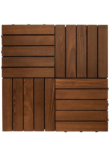 Pafu Sunsoe Dişbudak Ağacı Balkon Bahçe Ahşap Yer Döşemesi Karo Deck 30x30 Cm - 10 Adet 0,9m2