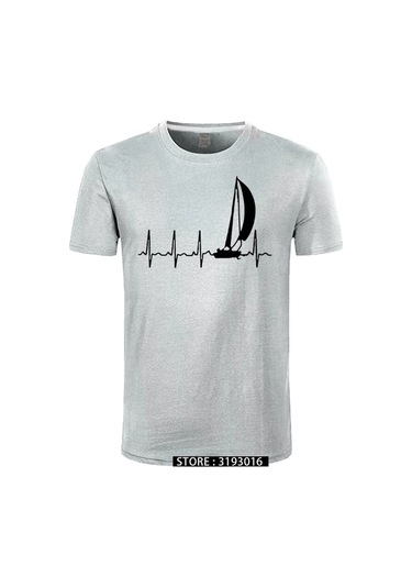 Cınessd Yelken Kalp Atışı Grafikli Yazlık %100 Pamuk Erkek Tshirtşampanya Şampanya